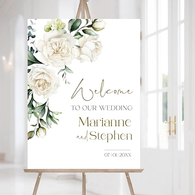Personalized Wedding Welcome Sign, Flowers Wedding Welcome Sign, Wedding - Image 2