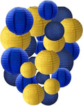 Blue Yellow Paper Lanterns Decorative, Chinese/Japanese Hanging Round Paper by Tim%26Lin