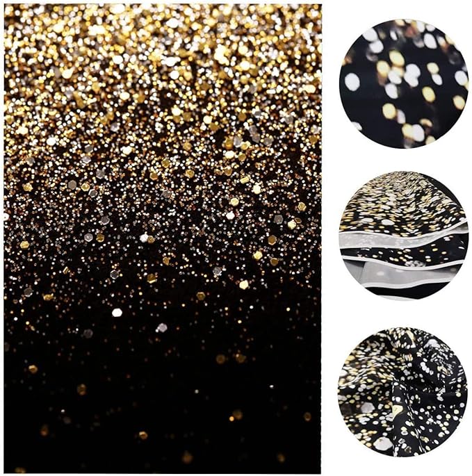 WOLADA Black and Gold Backdrop Golden Glitter Backdrop - Image 4