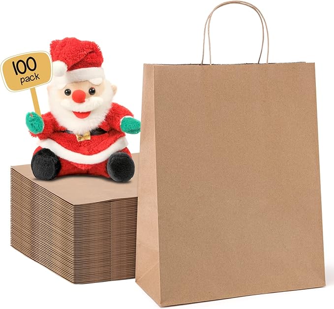 METRONIC Paper Gift Bags 10x5x13'' 100Pcs Brown Paper Bags by METRONIC