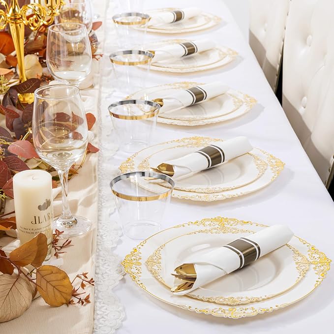 Nervure 350PCS Ivory Plastic Plates - Image 7