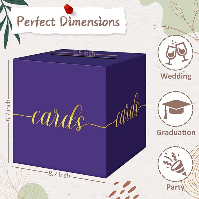 QIKSION Purple Graduation Card Box, Wedding Reception, Baby Shower - Image 4