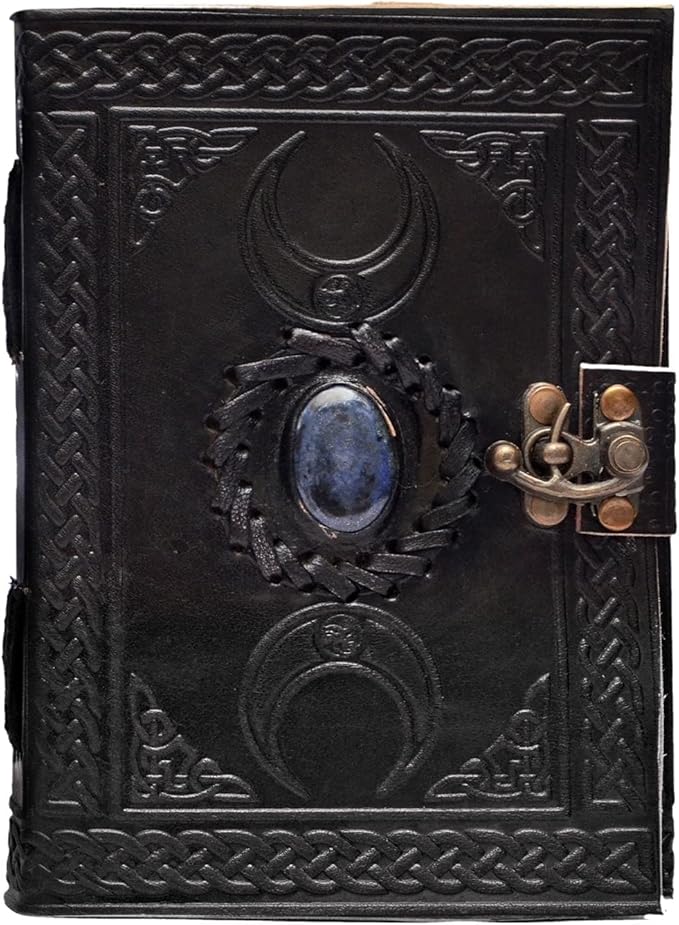 3 Moon Blue Lapiz Embossed Vintage Leather Journal | 240 Pages of Antique - Image 8