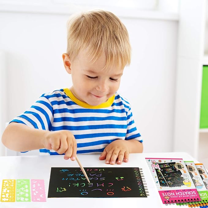Soumore 16 Pack Scratch Notebooks, Rainbow Scratch Note Combo Art Set, Magic - Image 4