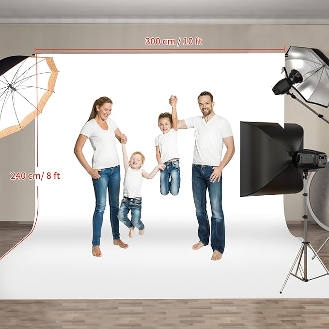 HEMMOTOP White Photography Backdrop, 10x8 ft White Photo Backdrops Background - Image 8