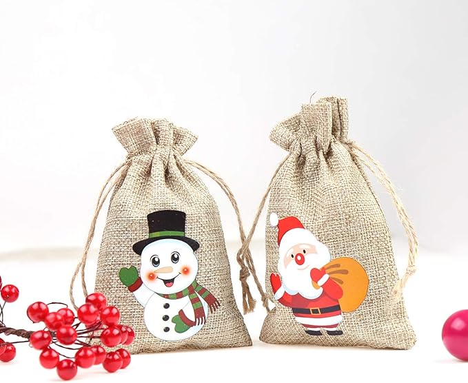 CCINEE 96pcs Christmas Burlap Gift Bags - Image 4
