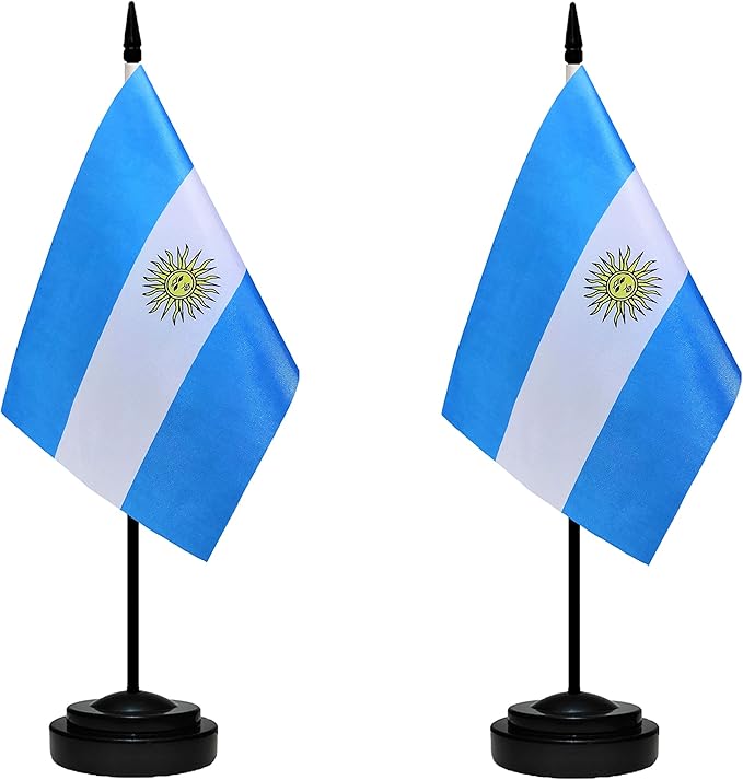 Argentina Argentine Deluxe Desk Flag Set Small Mini Miniature Argentina by tibijoy