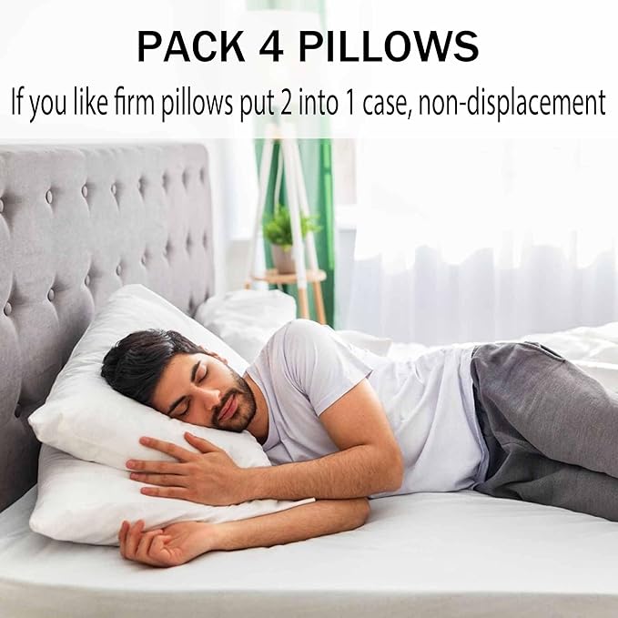 Medium Support Bed Pillows Queen Size Set of 4 Pack - Image 5