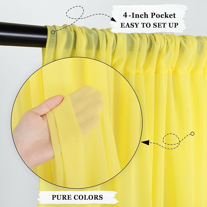 DUOBAO Chiffon Backdrop Curtain 96 Inch Length 2 Panel 29 Inch Width Wedding - Image 3