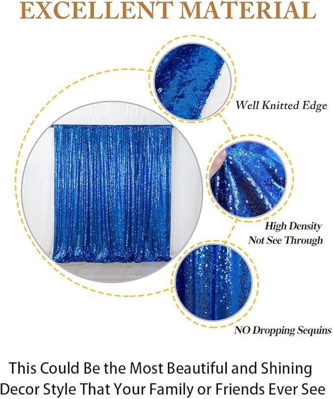 ShinyBeauty Royal Blue 8FTx8FT Sequin Photo Backdrop Sequin Backdrop Curtains - Image 5
