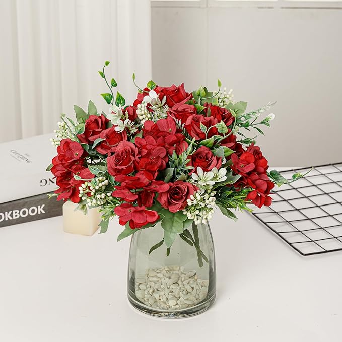 Artificial Flower 5 Branches Artificial Silk Fake Flowers Bouquet Small Roses - Image 4