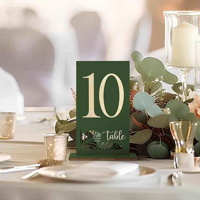 Wooden Table Numbers 1-25, 3.2x5.8 Inch Double Sided Rustic Olive Green Wedding - Image 6
