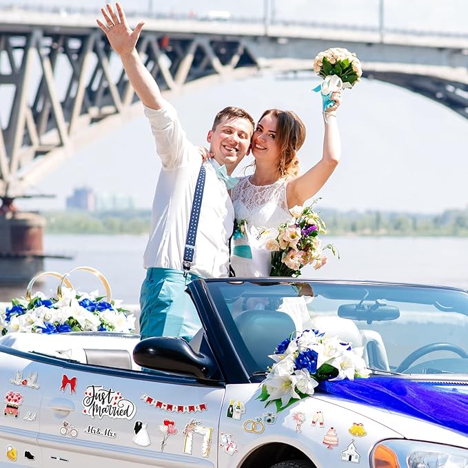 25 Pieces Just Married Ornate Car Magnets Mr Mrs Magnets Refrigerator - Image 6