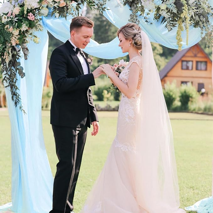 10 Pack 10ft Baby Blue Chiffon Table Runners Wedding Table Runner Sheer - Image 4