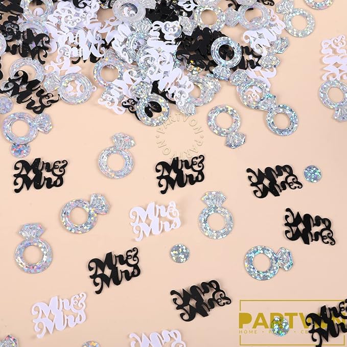 Wedding Party Table Confetti– 1.5 OZ | Mr and Mrs Diamond Ring Confetti - Image 3