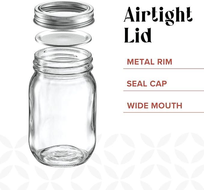 32 oz. Wide-Mouth Glass Mason Jars - Image 2
