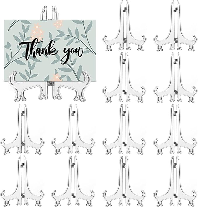 12 Pack 4 Inch Clear Plastic Easels or Stand/Plate Holders to Display Pictures by LonlyEagle