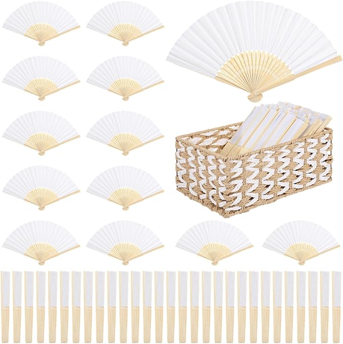 OMISTAR 100 Pcs White Paper Fans, Blank Folding Fan - Image 6