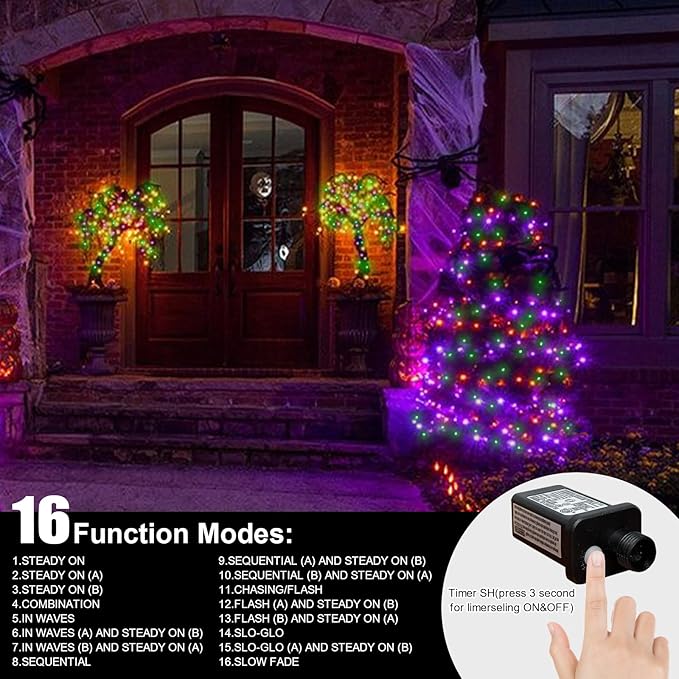 LAMPHOME 66ft Halloween Decorative Mini Lights, 200 LED Transparent Wire Fairy - Image 3