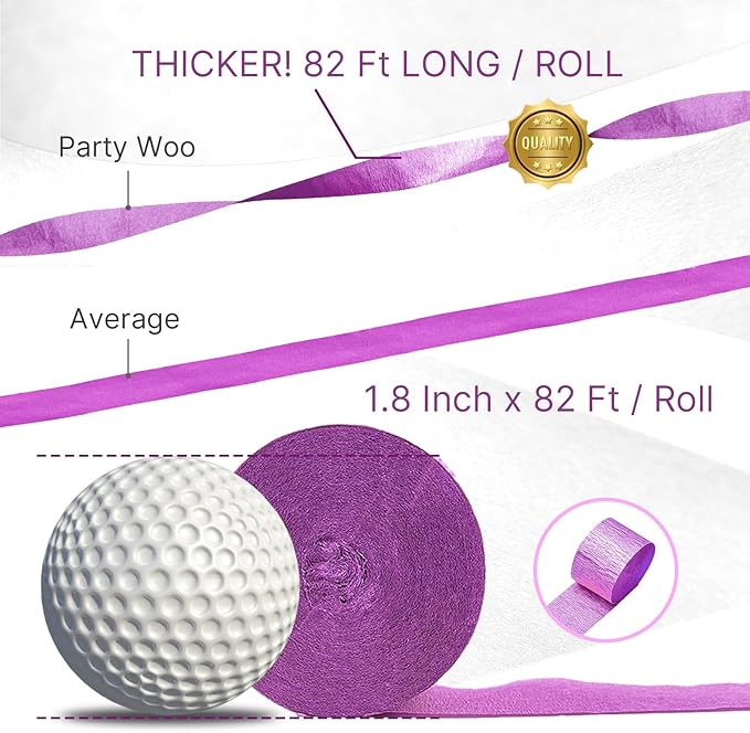 PartyWoo Purple Crepe Paper Streamers 4 Rolls 328 ft Pack of Neon Purple Crepe - Image 3
