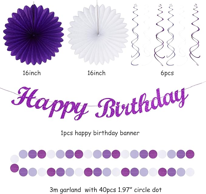 Purple Lilac-Lavender White Women Birthday Party-Decorations - Image 3