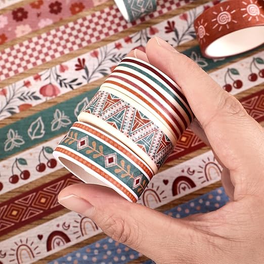 20 Rolls Bohemia Theme Washi Tape Set, Writable Decorative Tapes - Image 5