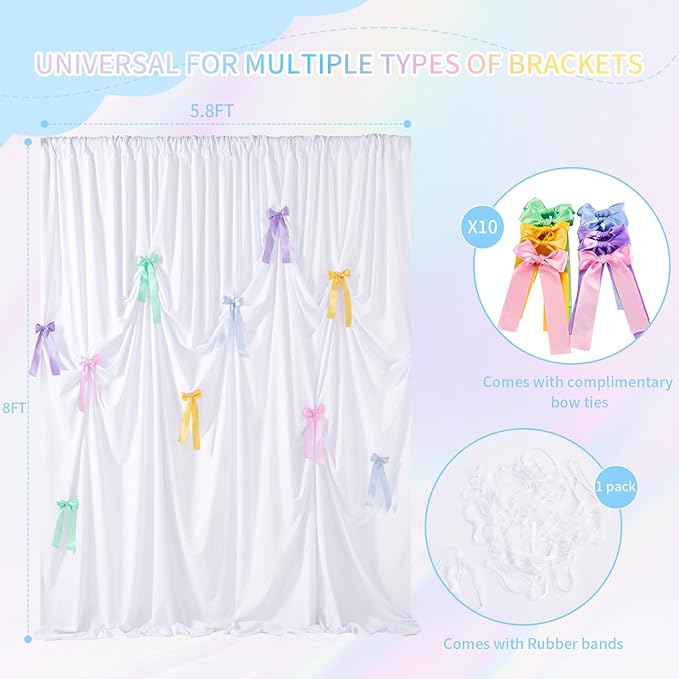 White Backdrop Curtain: 5.8×8ft Backdrop DIY Creative Photography Props - Image 3