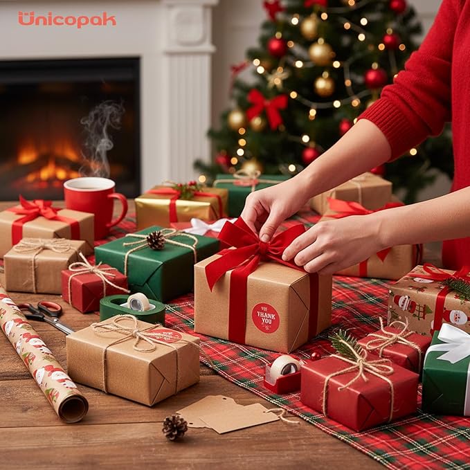 UnicoPak 50 Pack 4x4x4 Christmas Red Gift Boxes - Image 9