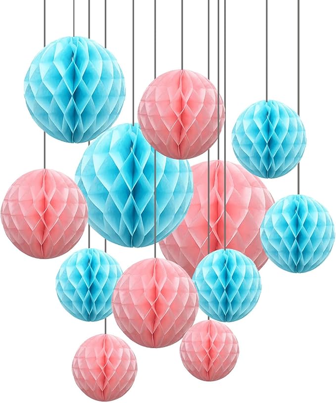 ZOOYOO 12Pcs 6" 10" Honeycomb Balls Decorations Hanging Tissue Paper Pom Poms by ZOOYOO