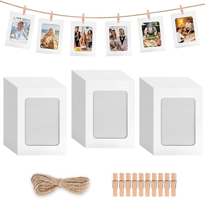 100 Pack Paper Picture Frames, 4x6 Inch Photo Strip Frame Hanging Photo Display by Neworkg