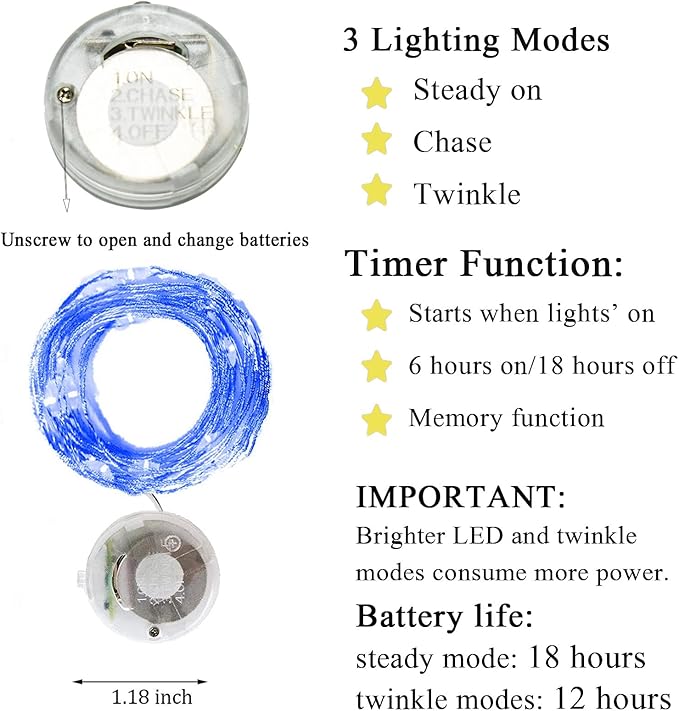 Twinkle Fairy Lights Battery Powered 3 Modes - Image 2
