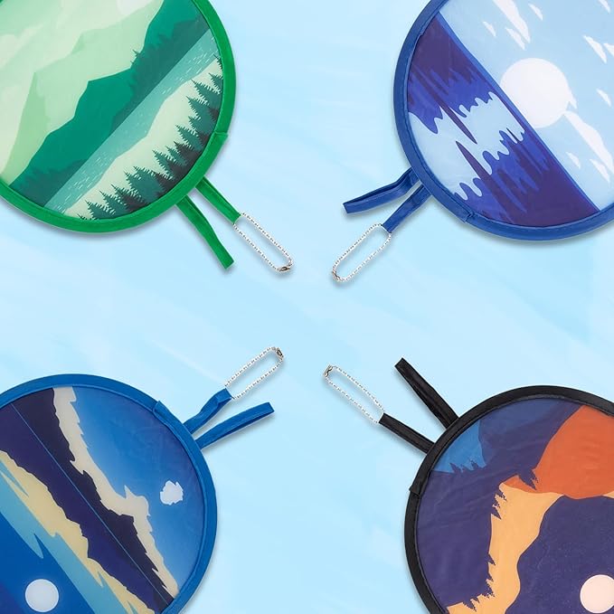 4 Styles Landscape Round Foldable Hand Fan Japanese Foldable Fan Style Handheld - Image 3