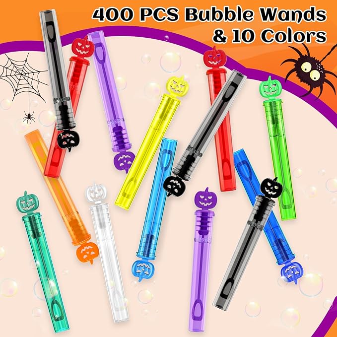 Shemira 400PCS Halloween Bubble Wands, Mini Bubbles Party Favors - Image 2