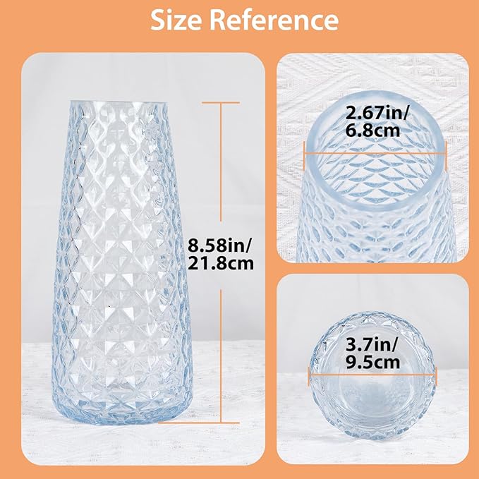 Crystal Vase for Flowers, 8.6" H Clear Round Glass Vase for Centerpieces - Image 4