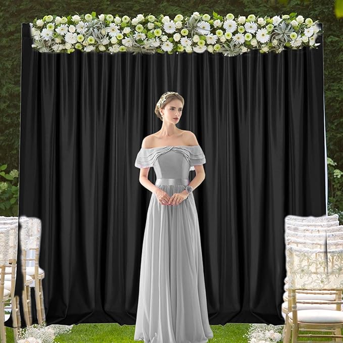 2 Panels Black Backdrop Curtain, 10 x 7 Feet Background Curtains - Image 4