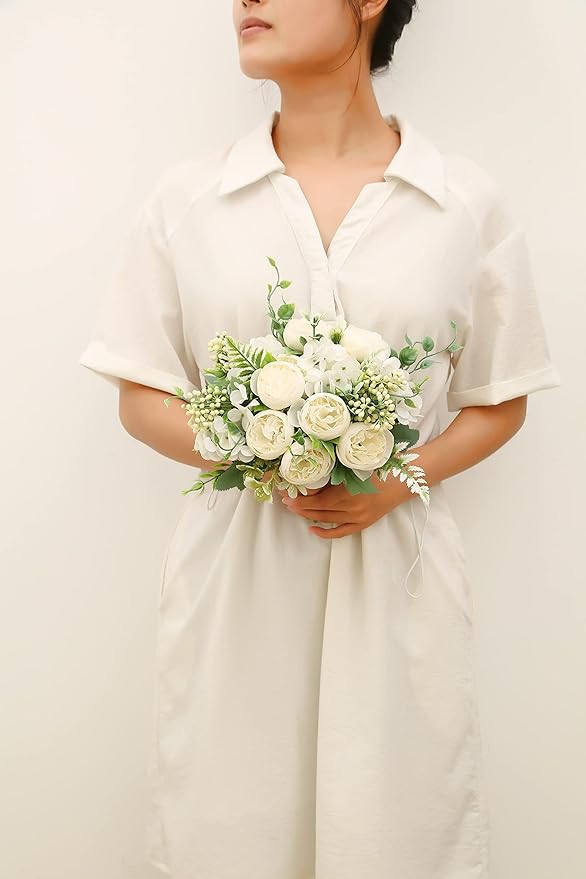 Artificial Flowers Fake Peony Silk Mini Plastic Bridal Flowers - Image 6