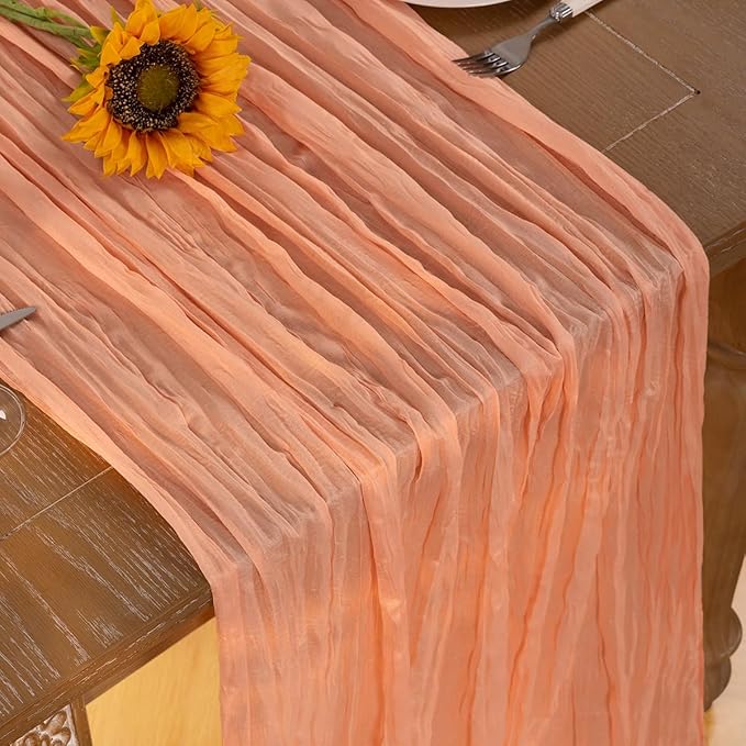 Peach Cheesecloth Table Runner 10 Pack Fall Table Runners Boho Gauze 120 Inches - Image 5