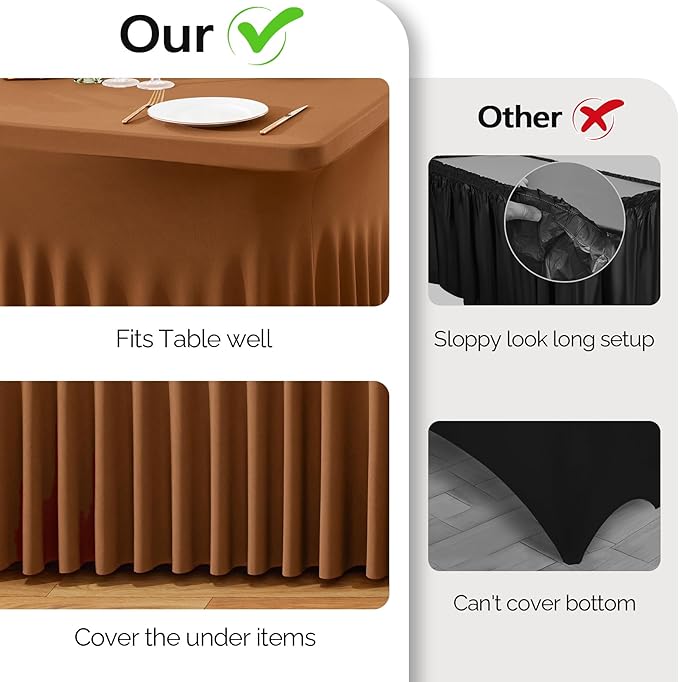 Wish Care 2 Pack Brown Spandex Table Clothes - Image 3