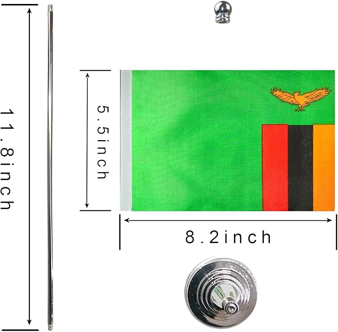 GentleGirl.USA Zambia Table Flags, Stick Small Mini Zambian Flag Office Desk - Image 2