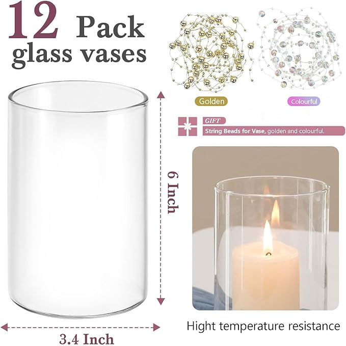 12pcs Glass Vase Cylinder Vases - Image 2