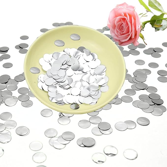Silver Round Foil Confetti Beautiful Metallic Table Confetti Glitter - Image 5