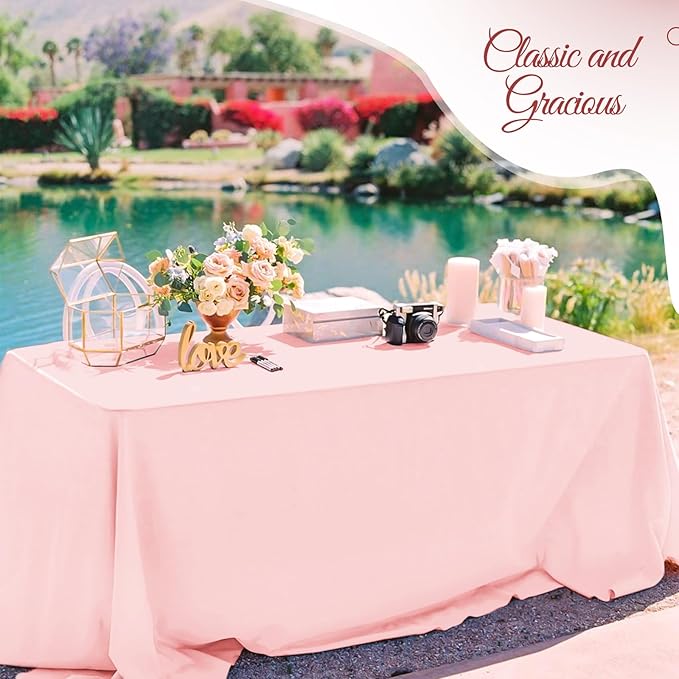 12 Pack Pink Tablecloths for Rectangle Tables 60 x 102 Inch Pink Polyester - Image 7