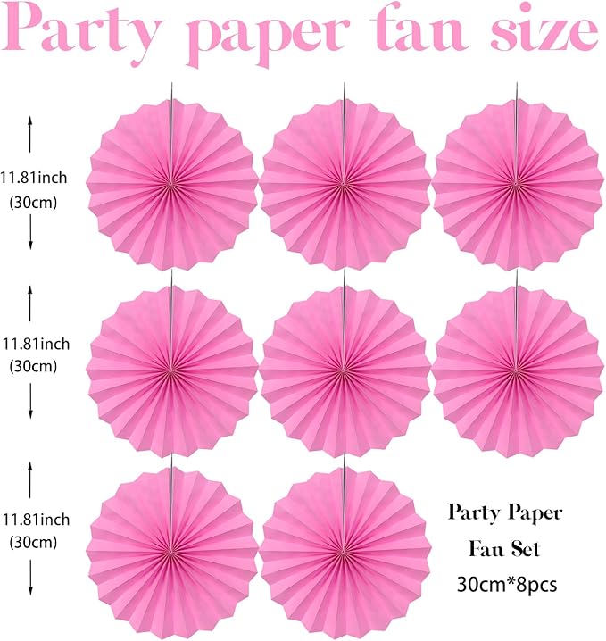 Red Hanging Paper Fans, Valentines Day Decorations, Photo Booth Props Decor - Image 2