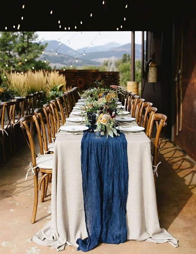 24 Pack Navy Blue Cheesecloth Table Runner 20 x 120 inch Gauze 10FT Semi Sheer - Image 6