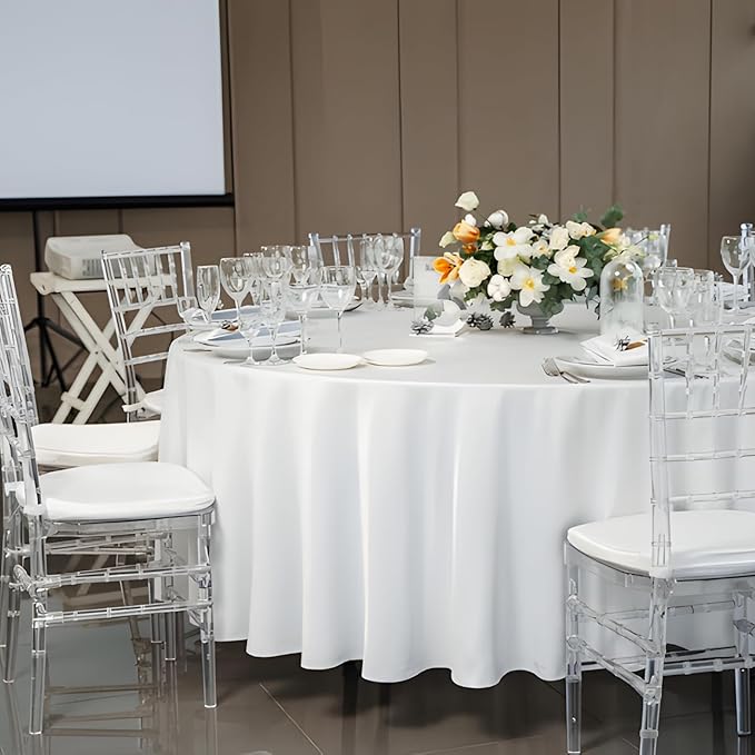 12 Pack White Round Tablecloth 108 Inch White Table Cloth Stain and Wrinkle - Image 3