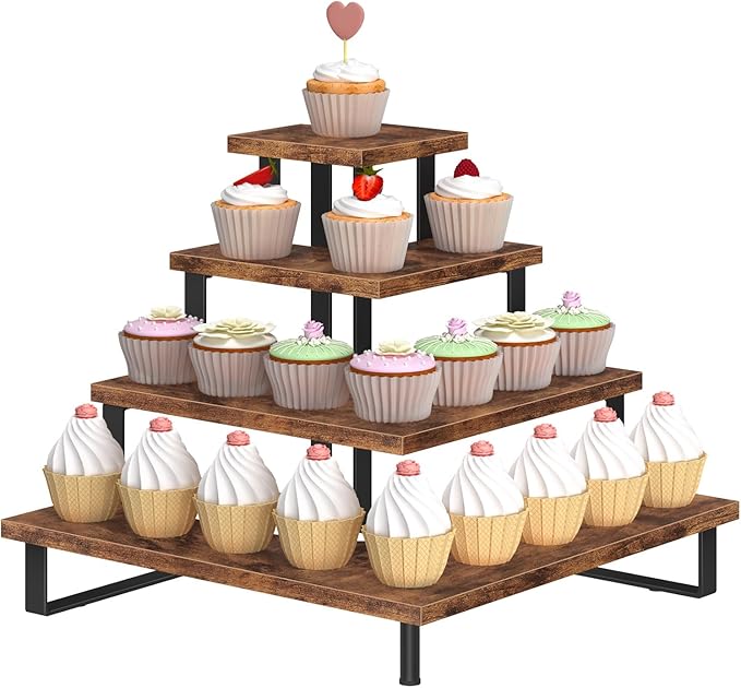ELITEROO Wooden Cupcake Stand, Tiered Cupcake Display Tower Stand by ELITEROO