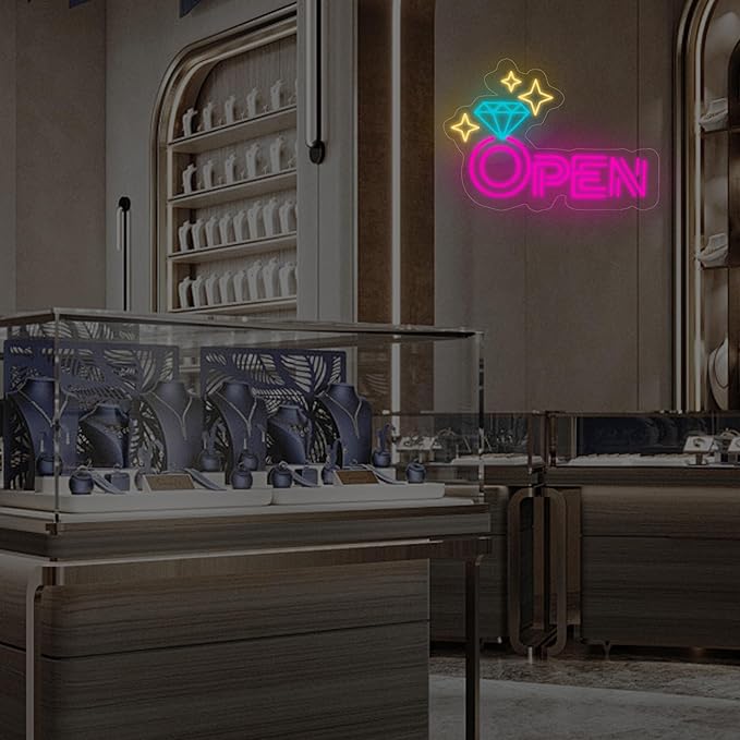 Diamond Open Indoor Neon Sign For Jewelry Store Custom Led Neon Sign Business - Image 3