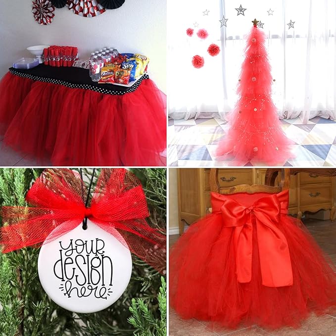 Red Tulle Fabric Rolls 54 Inch by 40 Yards Tulle Bolt Spool - Image 5