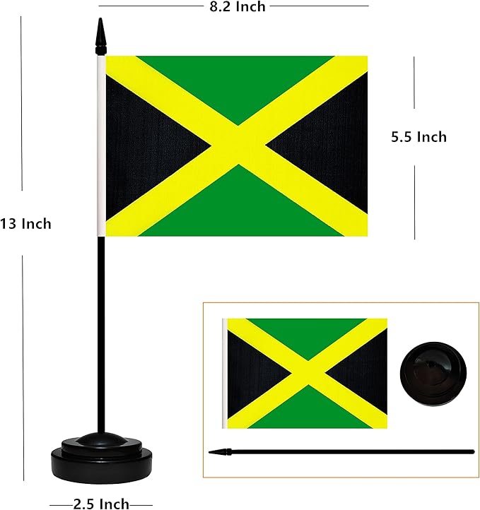 12 Pack Jamaica Desk Flags Set, Jamaican Small Mini Table Office Flags - Image 2