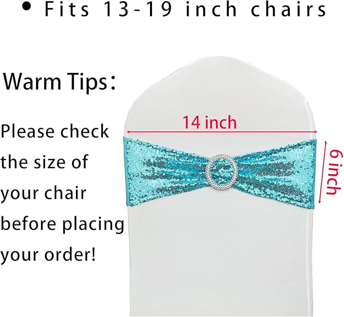 Chair Sashes Sequin Stretch Chair Bands Spandex Polyester Bows - Image 2